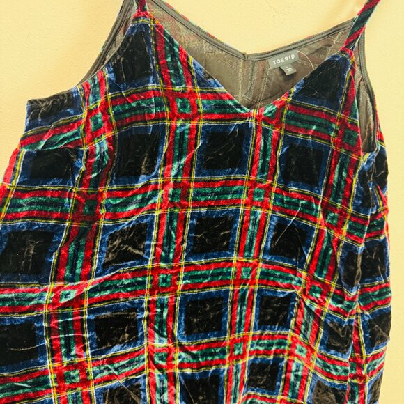 Torrid Plaid Velvet camisole tank top size 1 (XL/1X) goth punk NWT - Picture 4 of 8